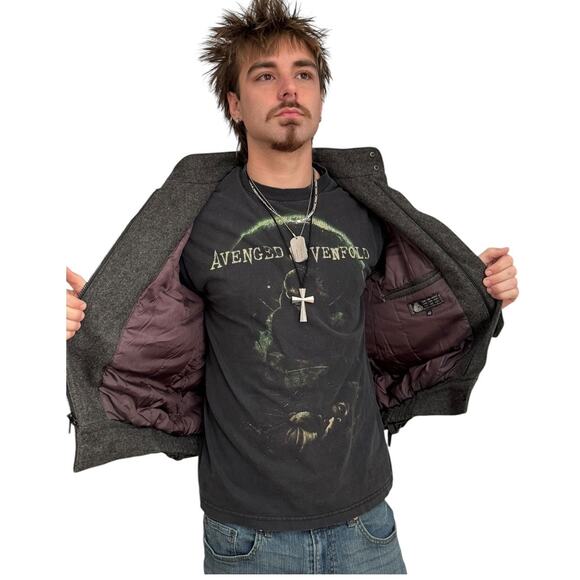 Vintage The American Male 100 % wool gray jacket stand collar size 40 medium - Picture 10 of 17